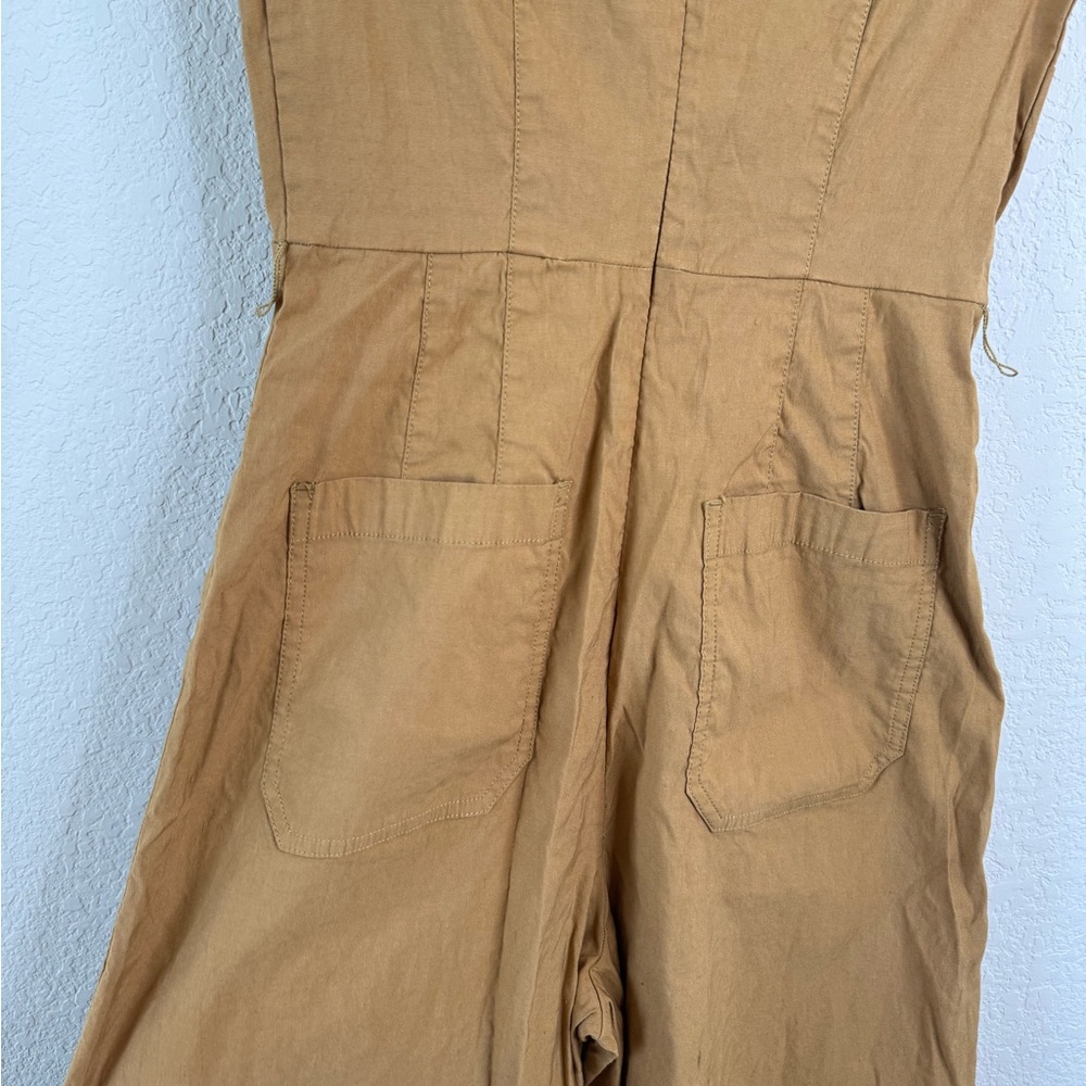 Maeve Faux-Wrap Short-Sleeve Culotte Jumpsuit Wide Leg Brown Anthropologie Sz 4‎ - Picture 5 of 6